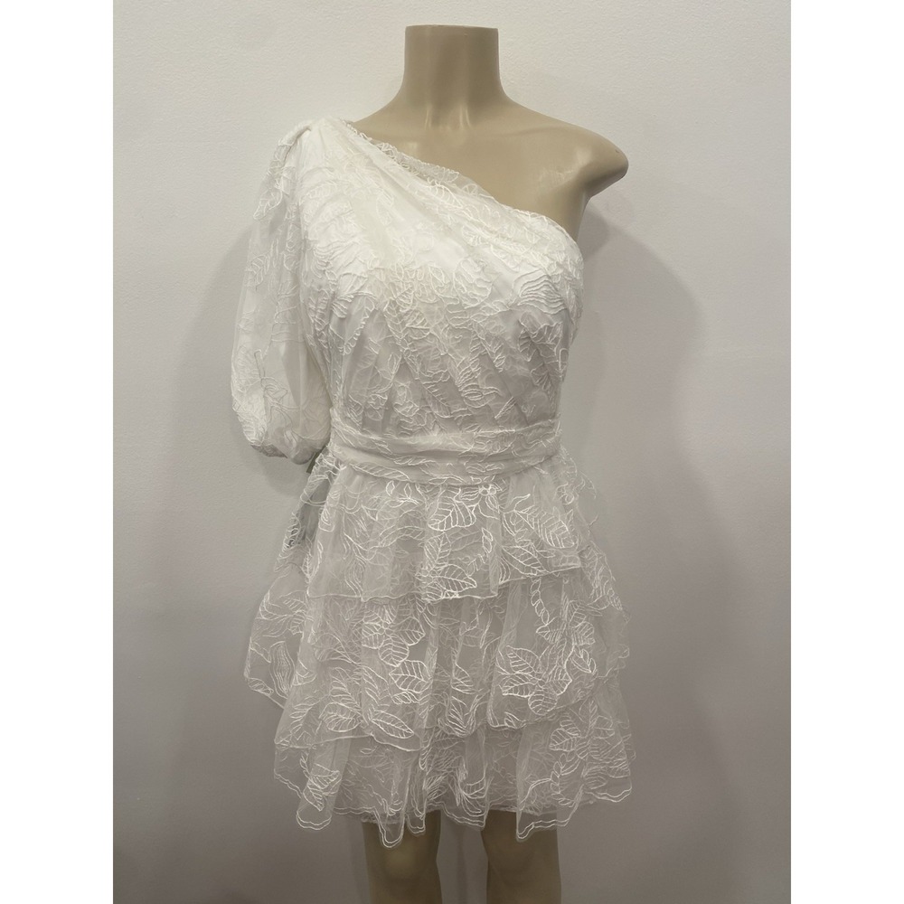 Wedding Bridal Shower Dress Court House Bridal Summer Short White One Shoulder